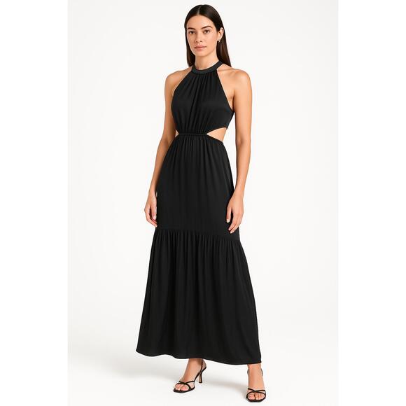 A.L.C. Dresses & Skirts - A.L.C. Dress Womens 2 Black Satin Halter Cutout A Line Formal Maxi Libra